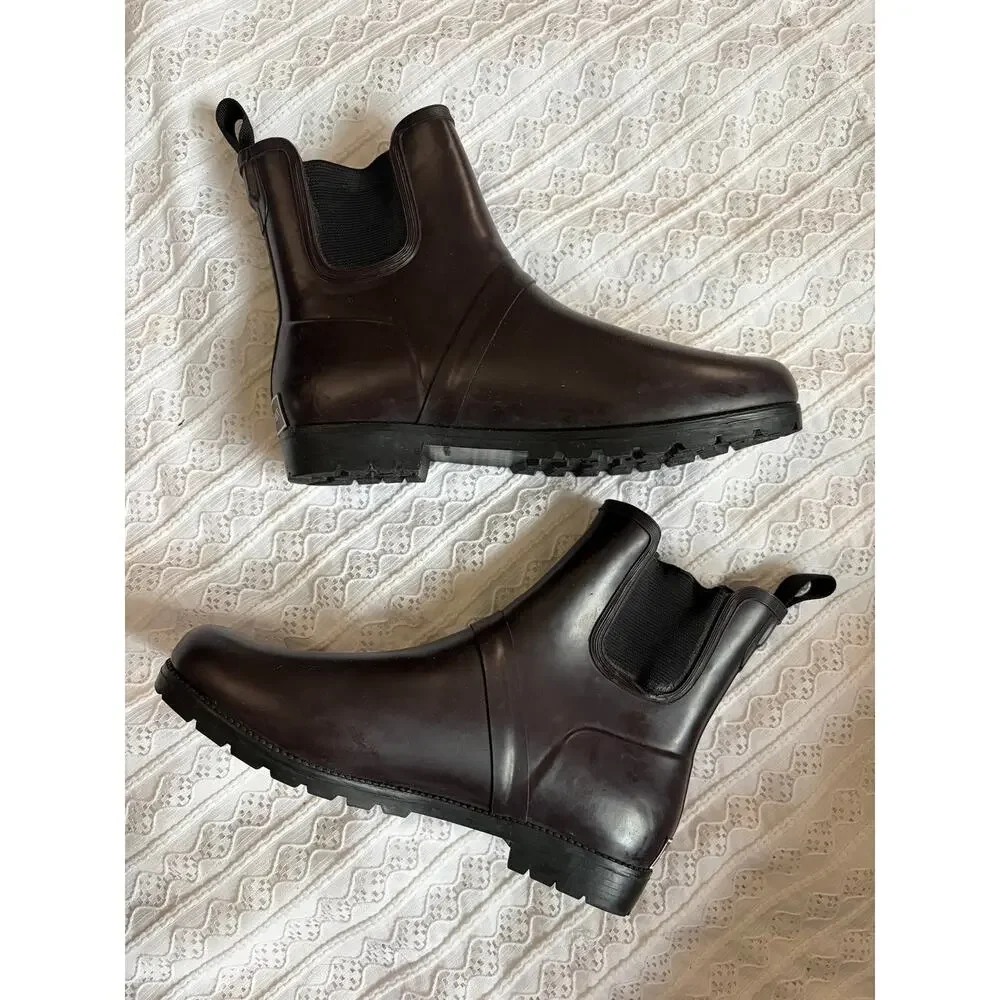 Cole Haan Brown Chelsea Rain Boots Waterproof Rubber Womens Size 8 Ankle